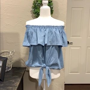 Express OTS chambray top size Large